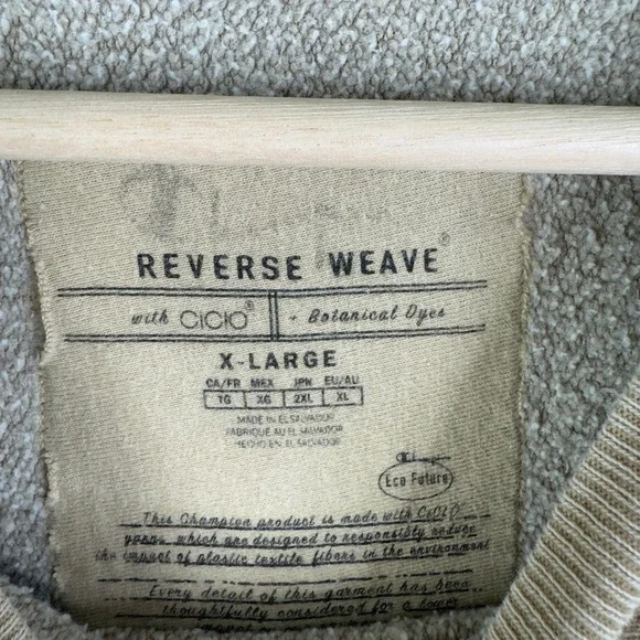 REVERSE WEAVE Crew Sweatshirt Beige‎ XL Long sleeve Cicio Eco Botanical Dyes - Picture 5 of 7
